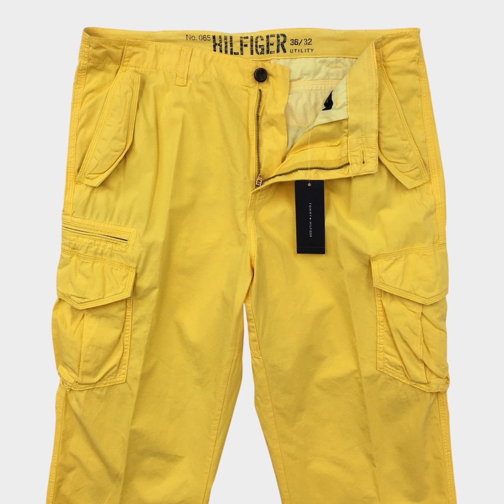 NEW! Tommy Hilfiger Mens Y2K Utility Cargo Pants True Yellow Cotton 36x32 NWT